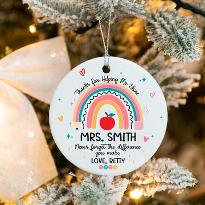 Teacher Christmas Ornament, Personalized Thank You Teacher Ornament, Christmas Teacher Gift, Teacher Ornament Gift, Xmas Teacher Decor Gift