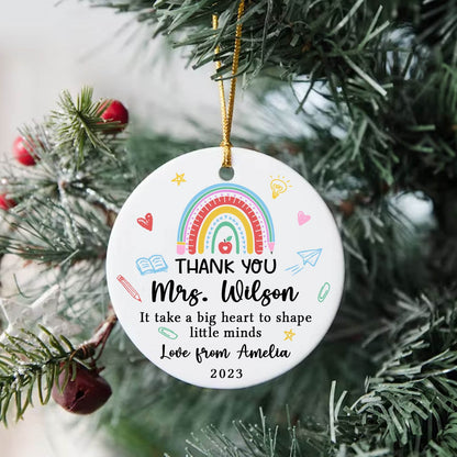 Christmas Teacher Ornament, Personalized Thank You Teacher Ornament, Cute Teacher Christmas Gift, Xmas Teacher Gift, Teacher Ornament Gift