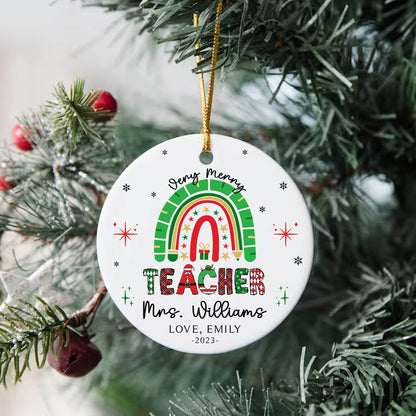 Personalized Christmas Teacher Ornament, Christmas Gifts For Teacher, Merry Teacher Xmas Ornament Gift, Teacher Gifts, Merry Christmas