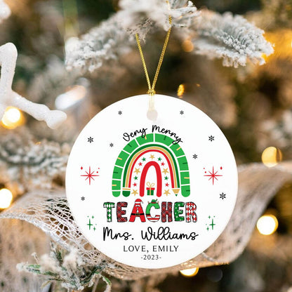 Personalized Christmas Teacher Ornament, Christmas Gifts For Teacher, Merry Teacher Xmas Ornament Gift, Teacher Gifts, Merry Christmas