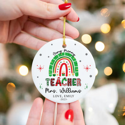 Personalized Christmas Teacher Ornament, Christmas Gifts For Teacher, Merry Teacher Xmas Ornament Gift, Teacher Gifts, Merry Christmas
