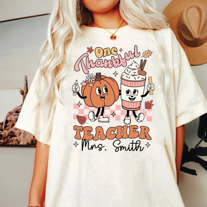 Teacher Shirt, One Thankful Teacher Shirt, Teacher Thanksgiving Shirt, Retro Fall Teacher Shirt, Pumpkin Teacher, Kindergarten Teacher
