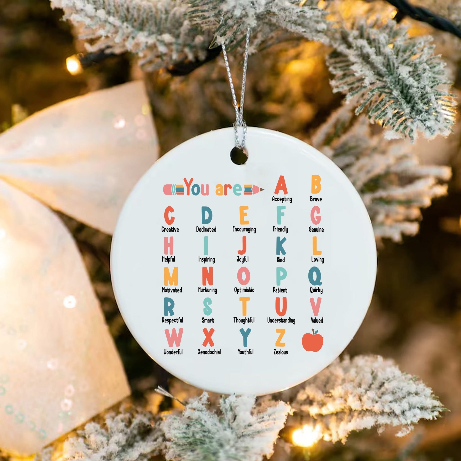 Teacher Ornament, Alphabet Ornament, Christmas Ornament Gifts For Teacher, Teacher Affirmation, Ornament For Teacher, Christmas Teacher Gift