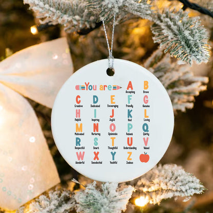 Teacher Ornament, Alphabet Ornament, Christmas Ornament Gifts For Teacher, Teacher Affirmation, Ornament For Teacher, Christmas Teacher Gift