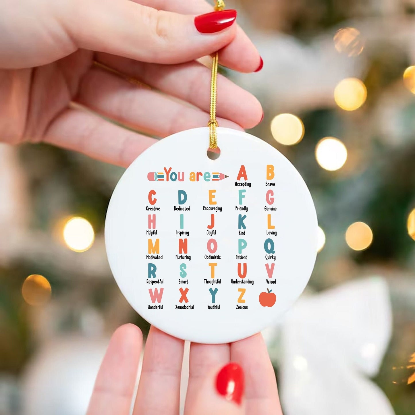 Teacher Ornament, Alphabet Ornament, Christmas Ornament Gifts For Teacher, Teacher Affirmation, Ornament For Teacher, Christmas Teacher Gift