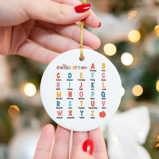 Teacher Ornament, Alphabet Ornament, Christmas Ornament Gifts For Teacher, Teacher Affirmation, Ornament For Teacher, Christmas Teacher Gift