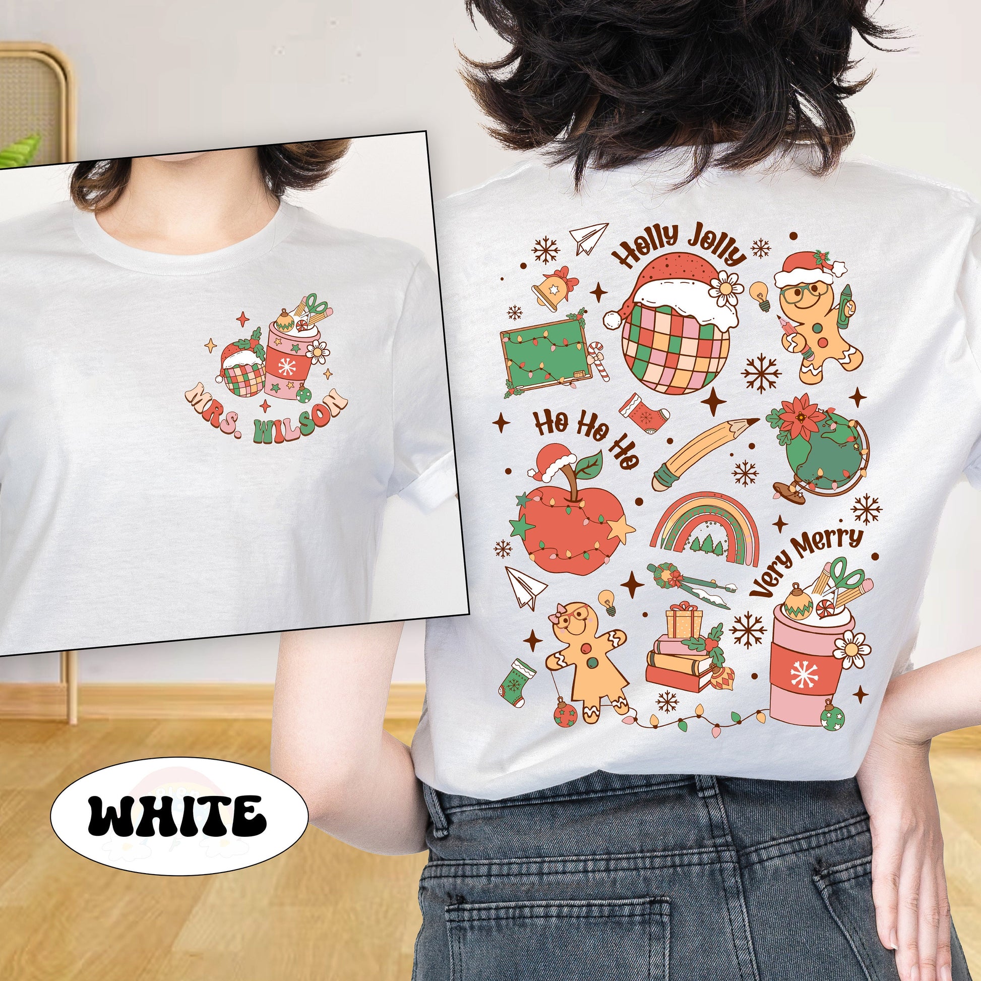 Personalized Christmas Teacher Shirt, Teacher Christmas Sweatshirt, Funny Shirt For Teacher, Retro Christmas Teacher, Christmas Teacher Gift