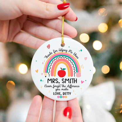Teacher Christmas Ornament, Personalized Thank You Teacher Ornament, Christmas Teacher Gift, Teacher Ornament Gift, Xmas Teacher Decor Gift