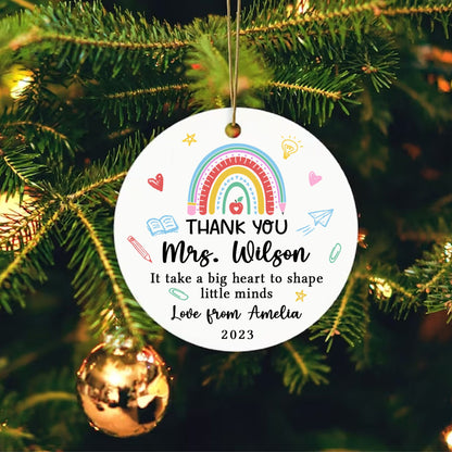 Christmas Teacher Ornament, Personalized Thank You Teacher Ornament, Cute Teacher Christmas Gift, Xmas Teacher Gift, Teacher Ornament Gift