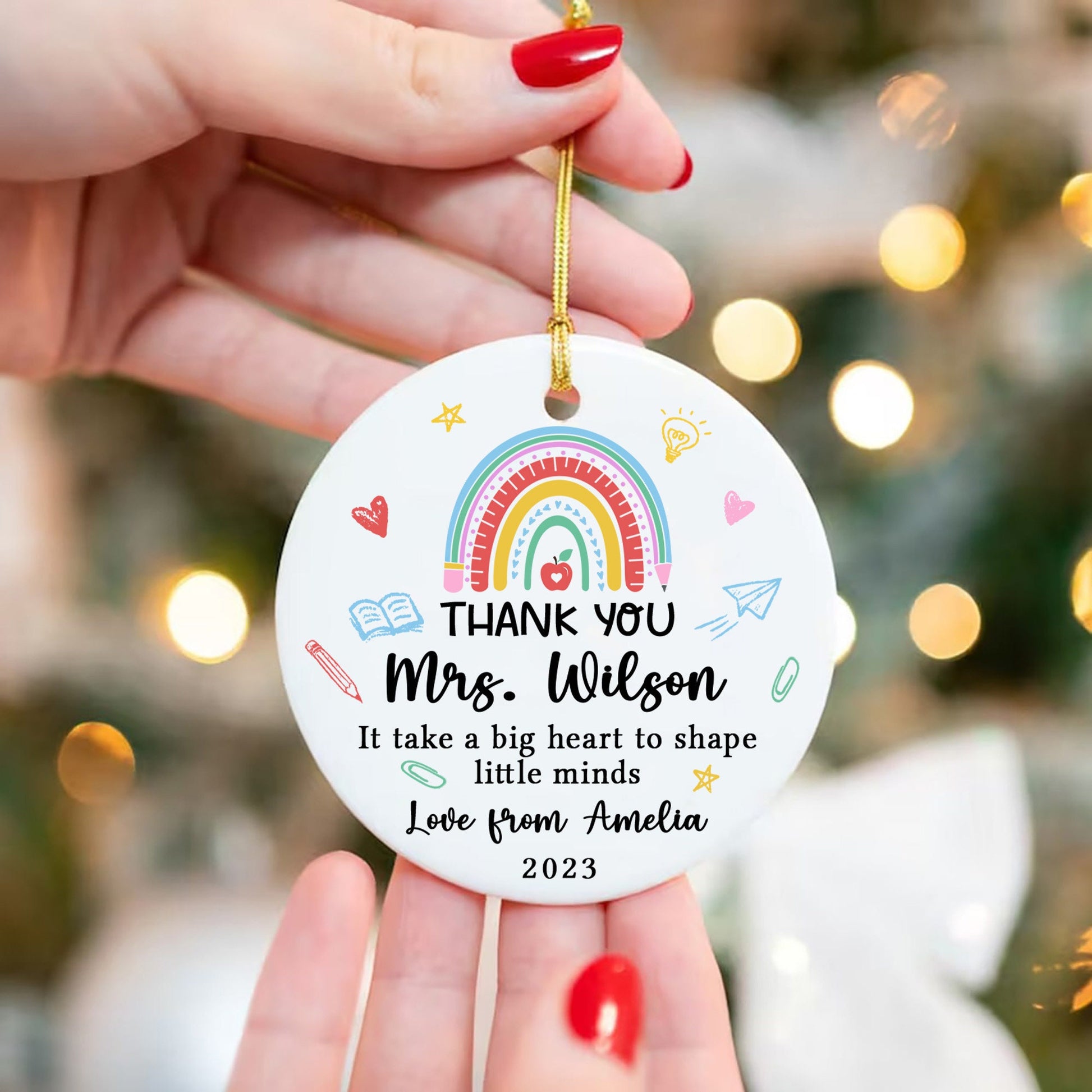 Christmas Teacher Ornament, Personalized Thank You Teacher Ornament, Cute Teacher Christmas Gift, Xmas Teacher Gift, Teacher Ornament Gift