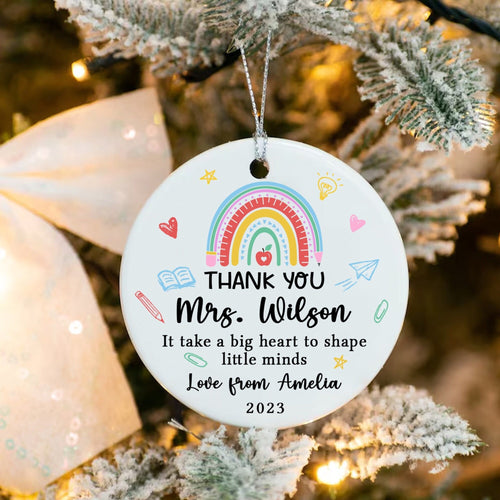 Christmas Teacher Ornament, Personalized Thank You Teacher Ornament, Cute Teacher Christmas Gift, Xmas Teacher Gift, Teacher Ornament Gift