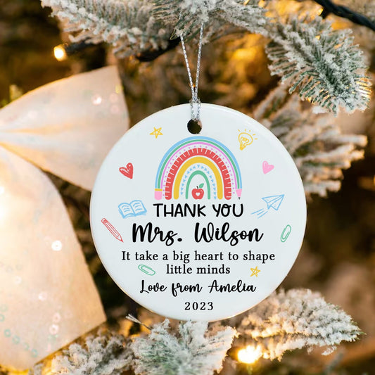 Christmas Teacher Ornament, Personalized Thank You Teacher Ornament, Cute Teacher Christmas Gift, Xmas Teacher Gift, Teacher Ornament Gift