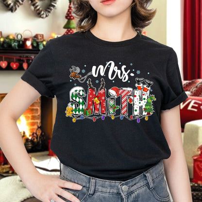 Personalized Teacher Christmas Shirt, Christmas Teacher Sweatshirt, Custom Teacher Gift, Merry Christmas Teacher, Teacher Christmas Gift