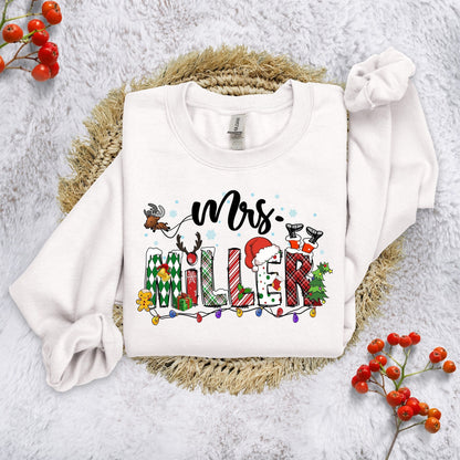 Personalized Teacher Christmas Shirt, Christmas Teacher Sweatshirt, Custom Teacher Gift, Merry Christmas Teacher, Teacher Christmas Gift