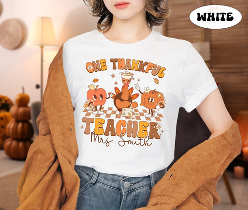 Teacher Shirt, One Thankful Teacher Shirt, Teacher Thanksgiving Shirt, Retro Fall Teacher Team Shirt, Pumpkin Teacher, Kindergarten Teacher
