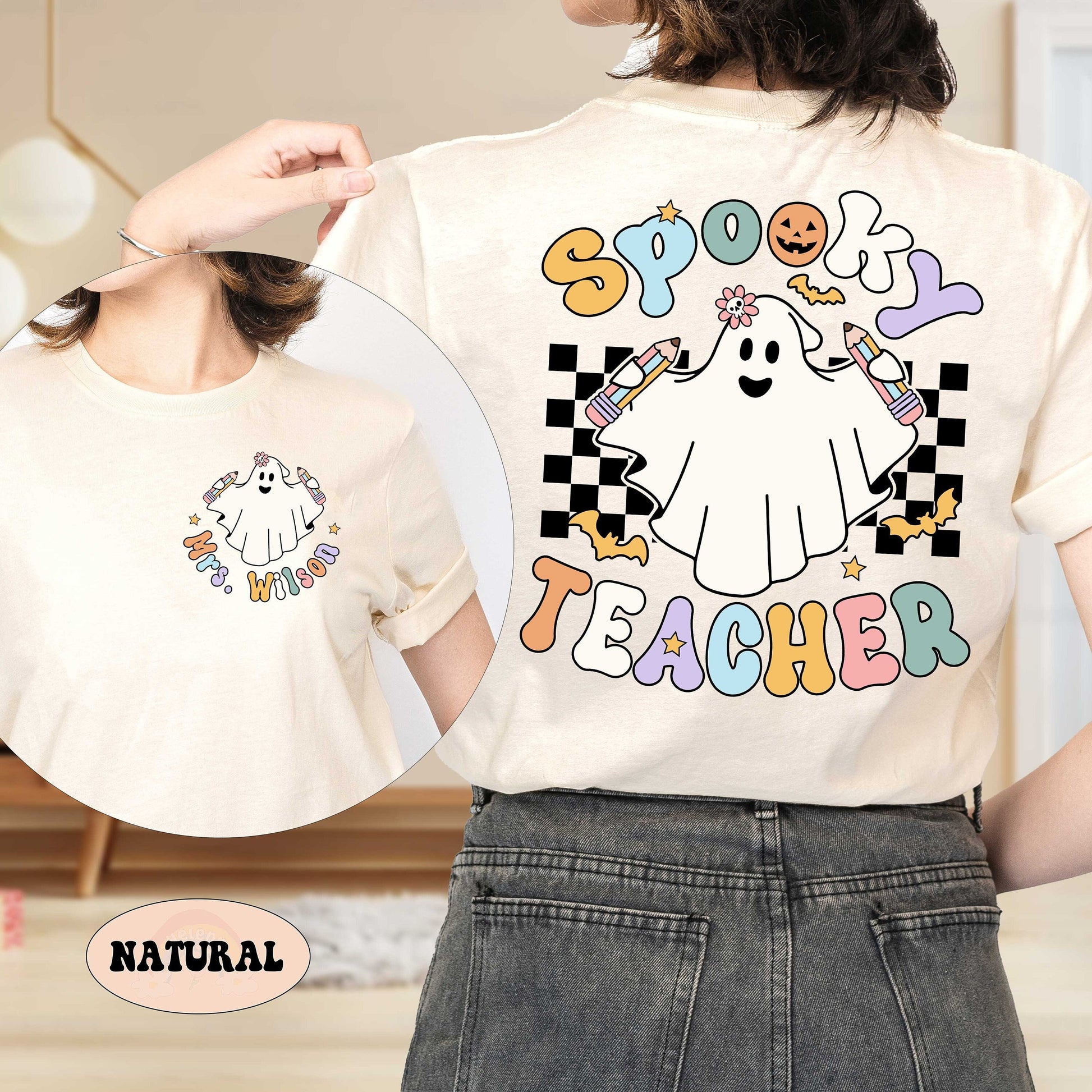 Teacher Halloween Shirt, Spooky Teacher Shirt, Custom Halloween Teacher Shirt, Halloween Shirt, Teacher Halloween Gift, Kindergarten Teacher