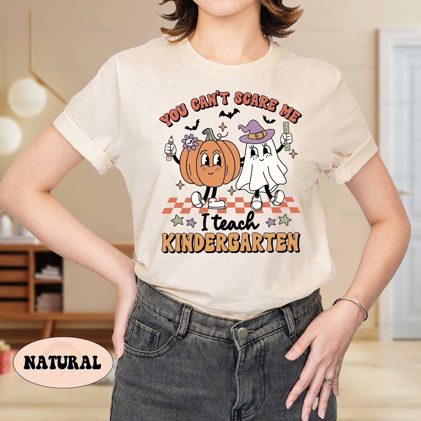 Teacher Halloween Shirt, You Can't Scare Me I'm A Teacher Shirt, Spooky Teacher Shirt, Kindergarten Teacher Shirt, Retro Halloween Teacher