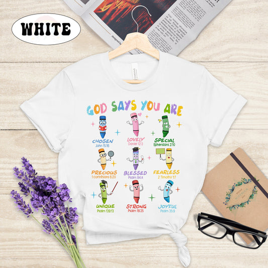 Teacher Shirt, Christian Teacher Shirt, God Says Teacher Shirt, Teacher Bible Verse Shirt, Kindergarten Teacher, Teacher Appreciation Gift