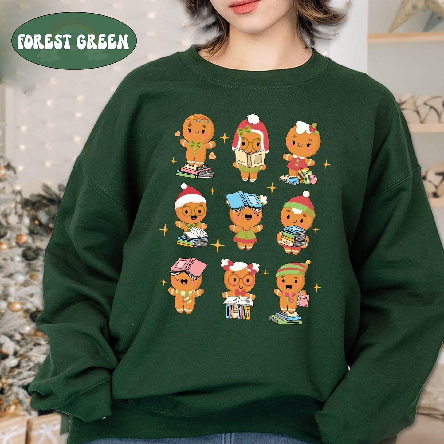 Christmas Teacher Reading Book Shirt, Gingerbread Man Teacher Christmas Sweatshirt, Cute Book Lovers Christmas Gift, Teacher Christmas Gift