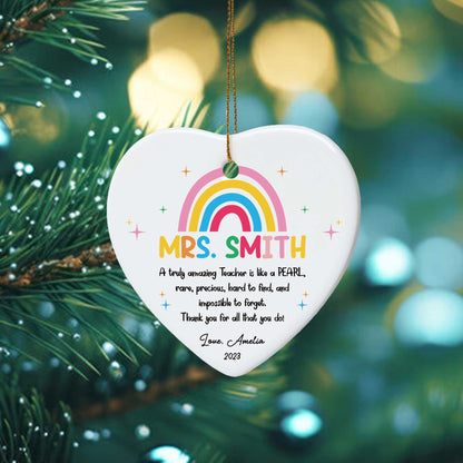 Personalized Teacher Ornament, Christmas Teacher Gift, Thank You Teacher Ornament Gift, Custom Christmas Gifts For Teacher, Teacher Keepsake