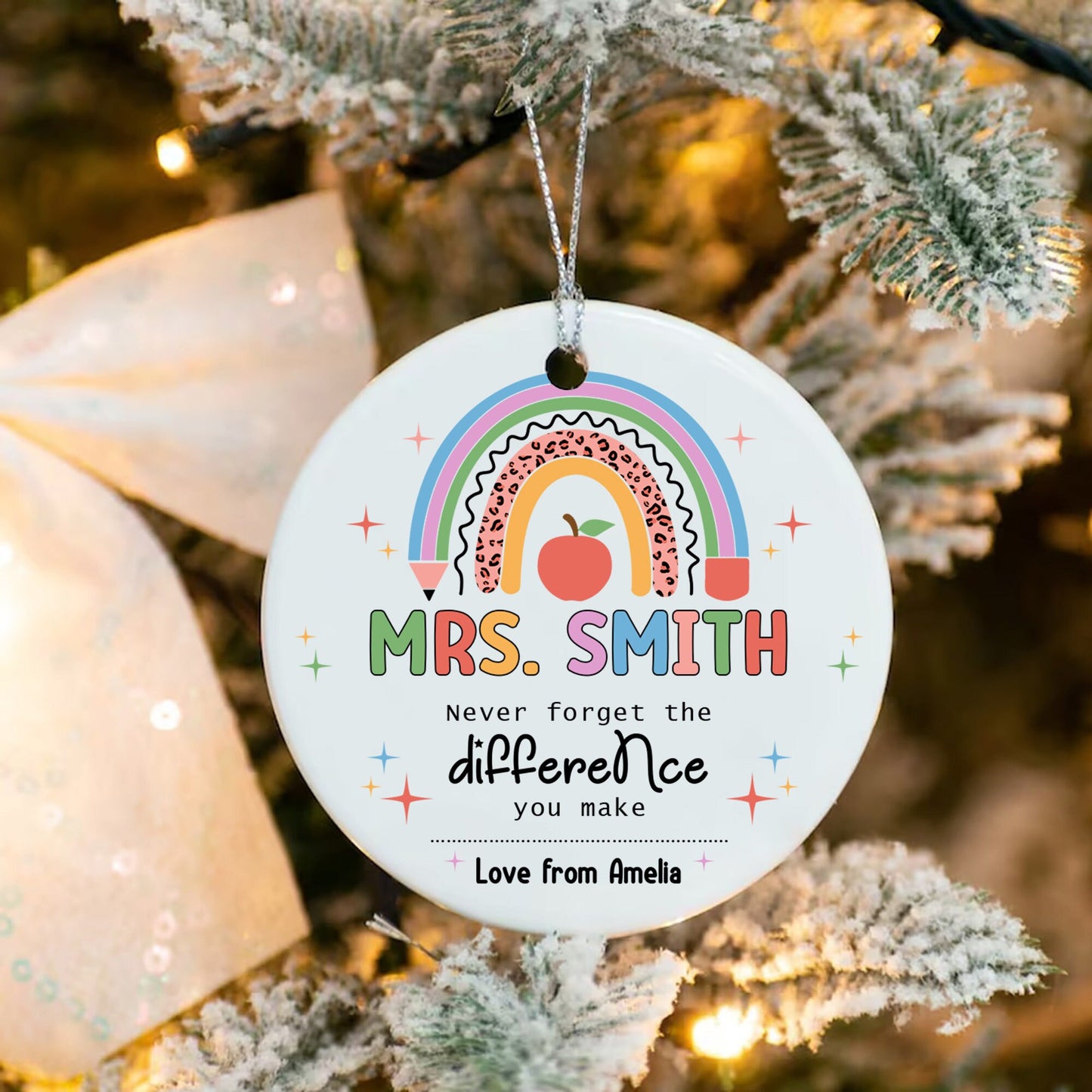 Custom Teacher Ornament, Christmas Teacher Gift, Thank You Teacher Ornament Gift, Personalized Christmas Gifts For Teacher, Teacher Keepsake