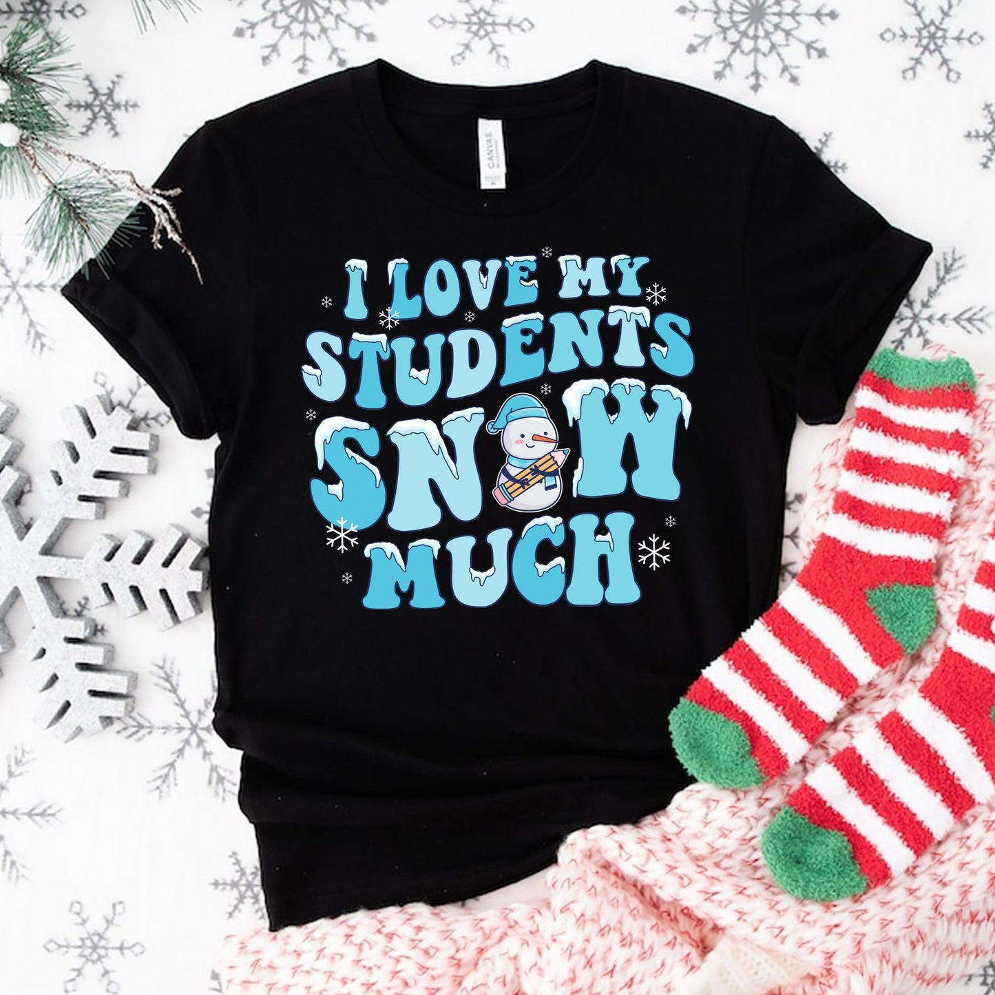 Teacher Christmas Shirt, I Love My Students Snow Much, Groovy Christmas Teacher Sweatshirt, Tis The Season Christmas, Teacher Christmas Gift