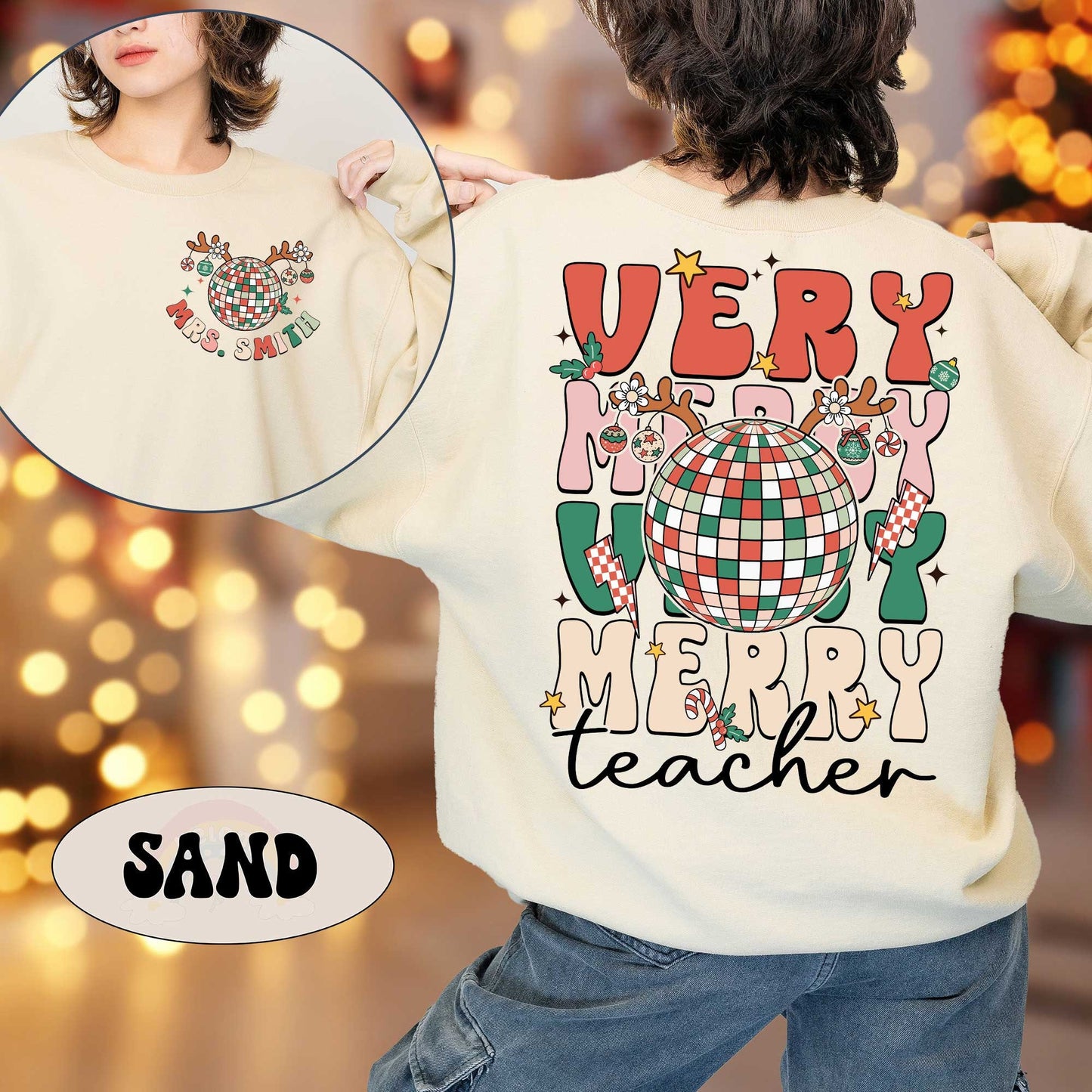 Teacher Christmas Shirt, Retro Very Merry Teacher Sweatshirt, Tis The Season, Christmas Teacher Shirt, Kindergarten Teacher Christmas Gift