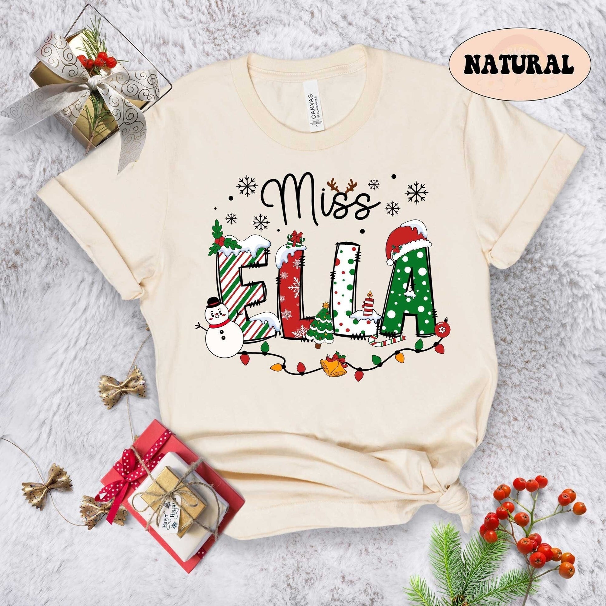 Personalized Christmas Teacher Shirt, Xmas Teacher Name Shirt Custom Teacher Sweatshirt, Teacher Gift, Teacher Santa, Christmas Teacher Gift