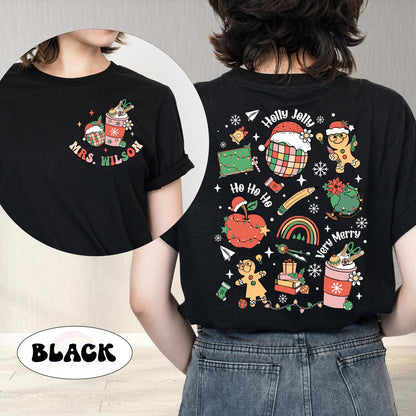 Personalized Christmas Teacher Shirt, Teacher Christmas Sweatshirt, Funny Shirt For Teacher, Retro Christmas Teacher, Christmas Teacher Gift