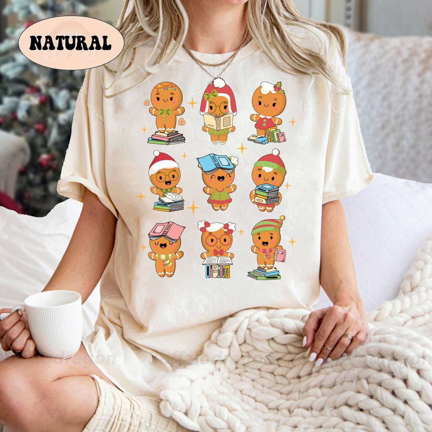 Christmas Teacher Reading Book Shirt, Gingerbread Man Teacher Christmas Sweatshirt, Cute Book Lovers Christmas Gift, Teacher Christmas Gift