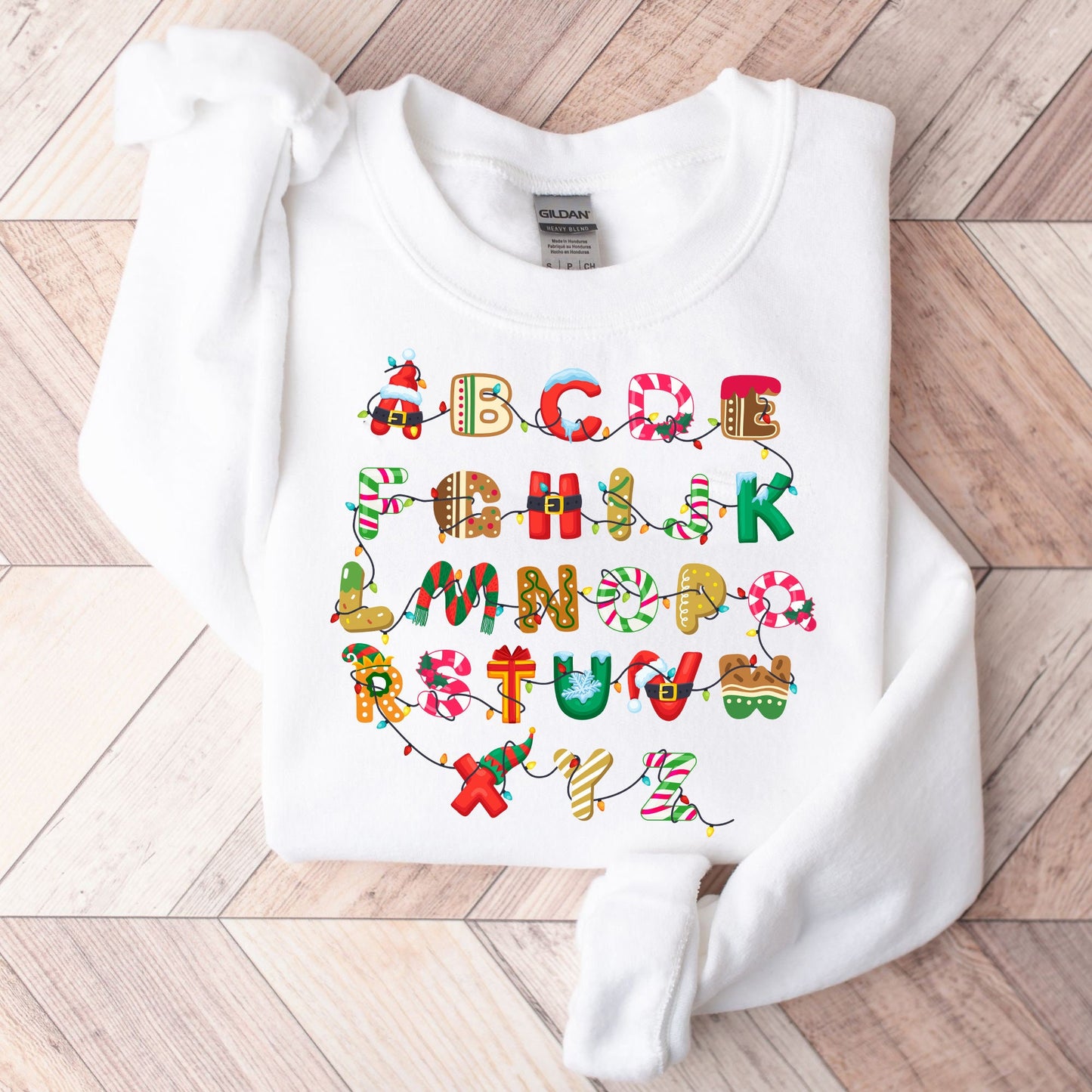 Teacher Christmas Shirt, Cute Christmas Alphabet Shirt, Kindergarten Teacher Alphabet, Christmas Teacher Sweatshirt, Teacher Christmas Gift