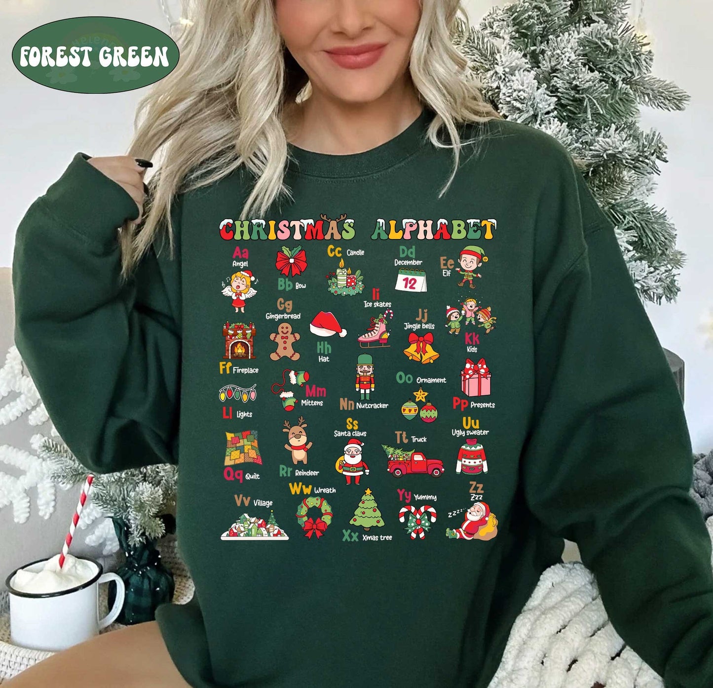 Teacher Christmas Shirt, Christmas Alphabet Shirt For Teacher, Kindergarten Teacher Alphabet Tee, Teacher Sweatshirt, Teacher Christmas Gift