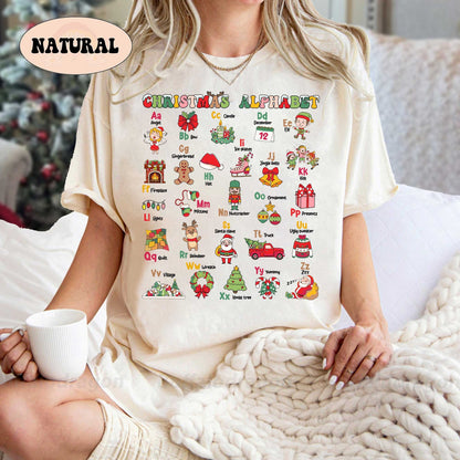 Teacher Christmas Shirt, Christmas Alphabet Shirt For Teacher, Kindergarten Teacher Alphabet Tee, Teacher Sweatshirt, Teacher Christmas Gift