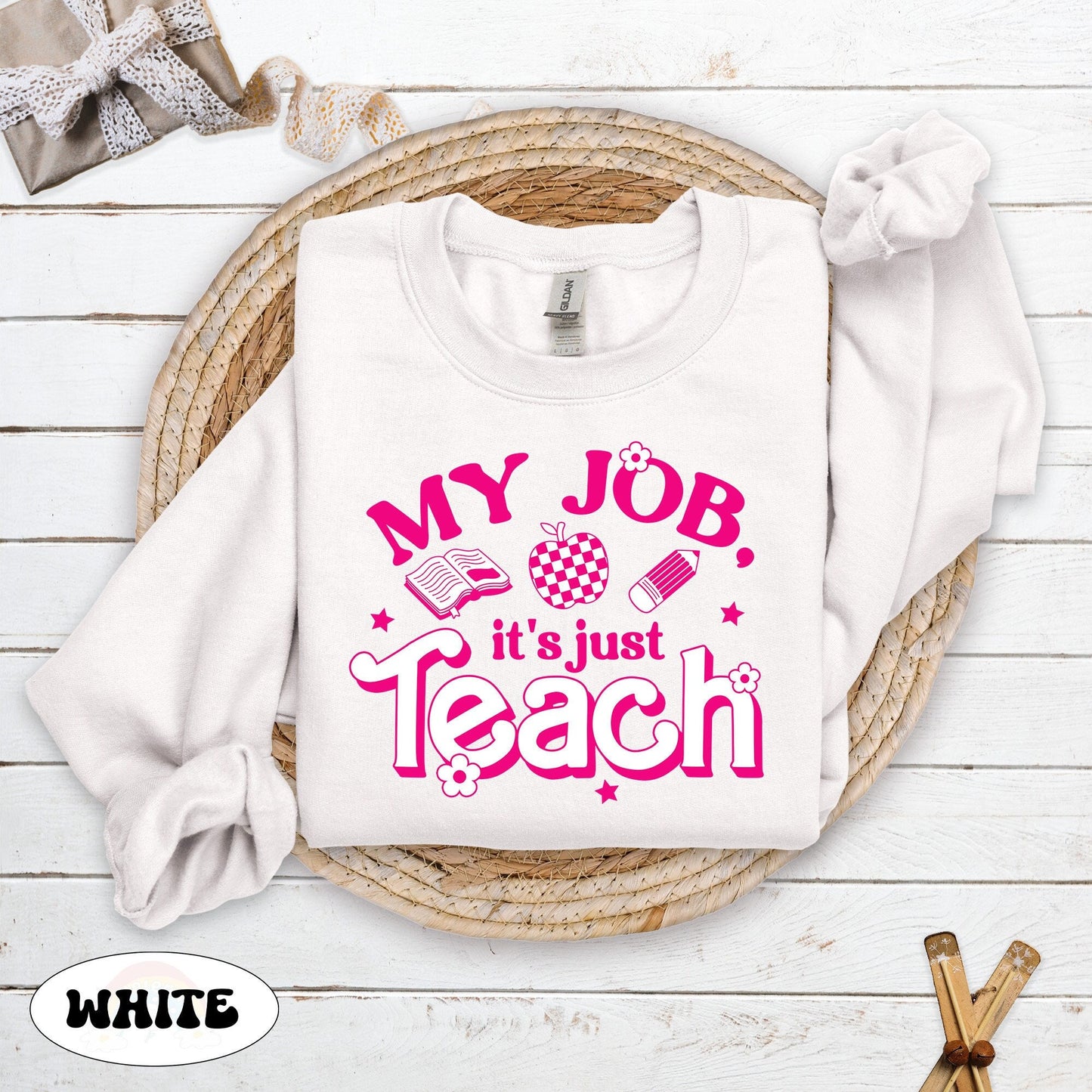My Job It's Just Teach Shirt, Teacher Shirt, My Job Is Teach Tee, Retro Pink Teacher Shirt, Funny Teacher Shirt, Teacher Appreciation Gift