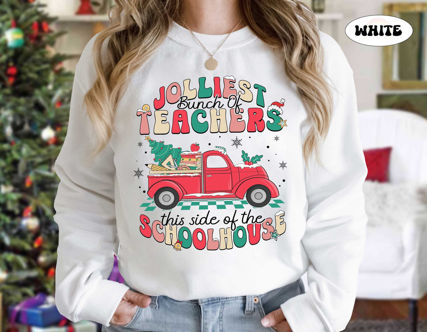 Teacher Christmas Shirt Jolliest Bunch Of Teacher, Christmas Teacher Sweatshirt, Kindergarten Teacher, Funny Teacher, Teacher Christmas Gift