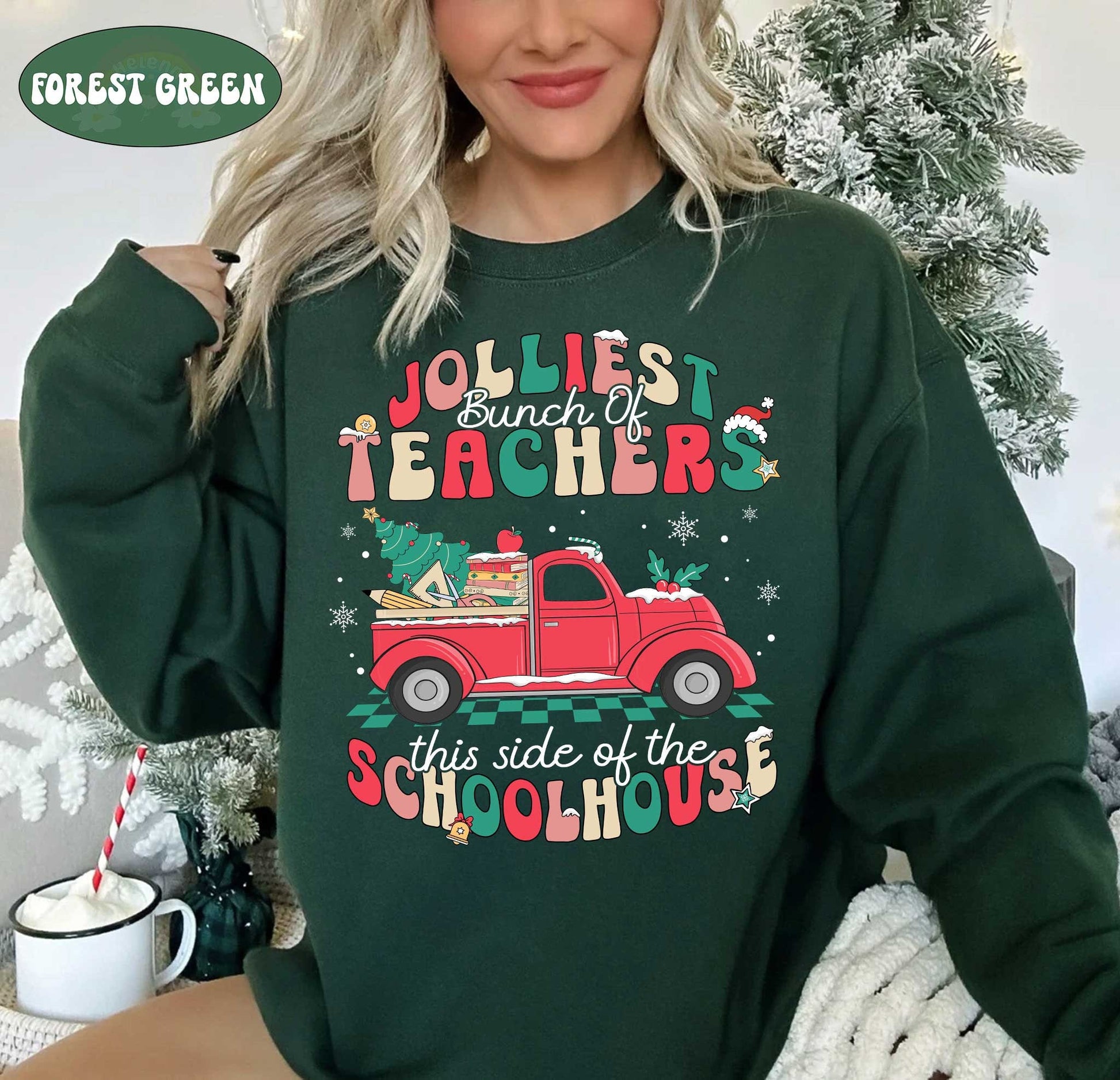 Teacher Christmas Shirt Jolliest Bunch Of Teacher, Christmas Teacher Sweatshirt, Kindergarten Teacher, Funny Teacher, Teacher Christmas Gift