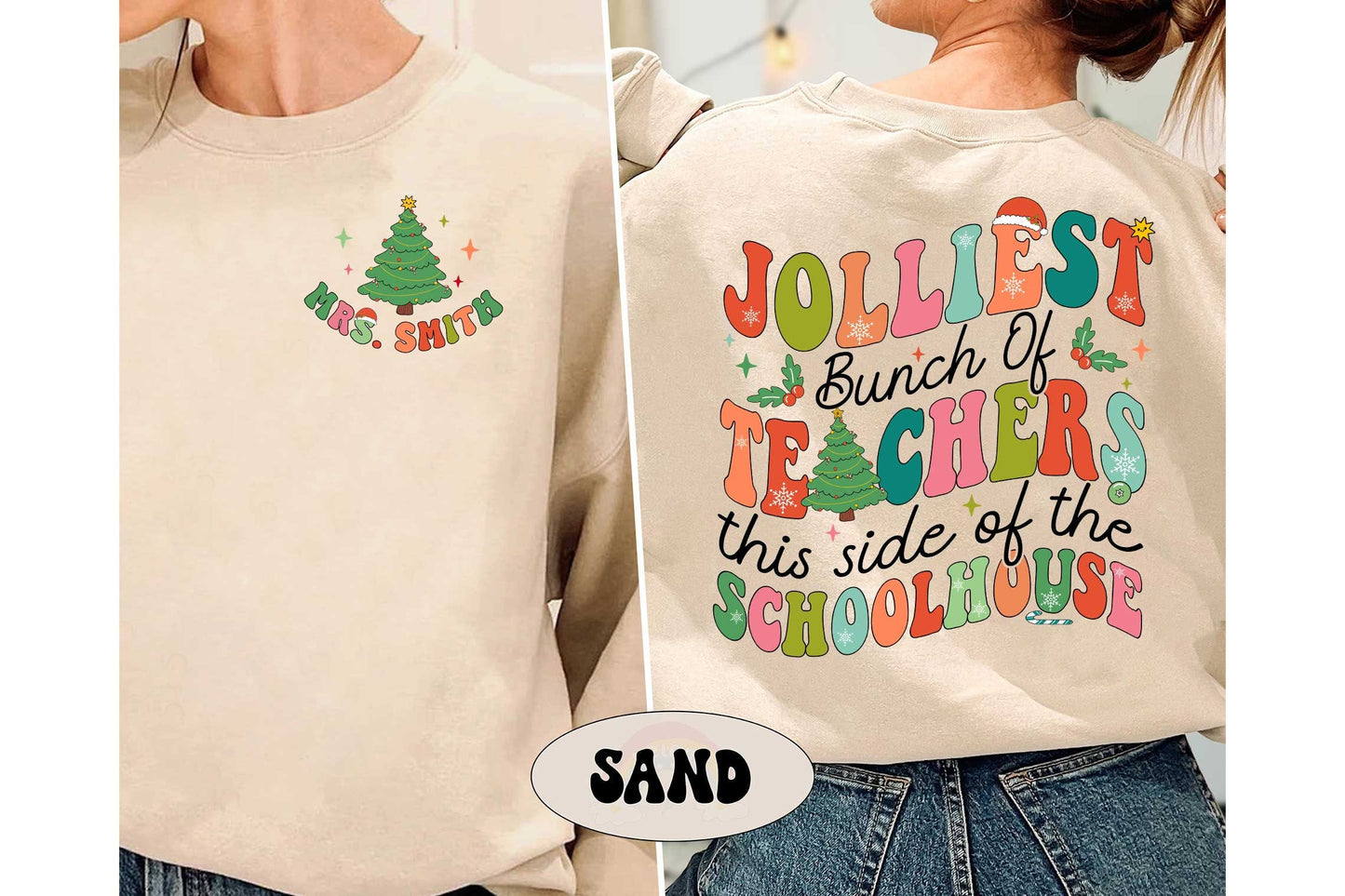 Teacher Christmas Shirt, Jolliest Bunch Of Teacher, Christmas Teacher Sweatshirt, Teacher Crew, Funny Teacher Shirt, Christmas Teacher Gift