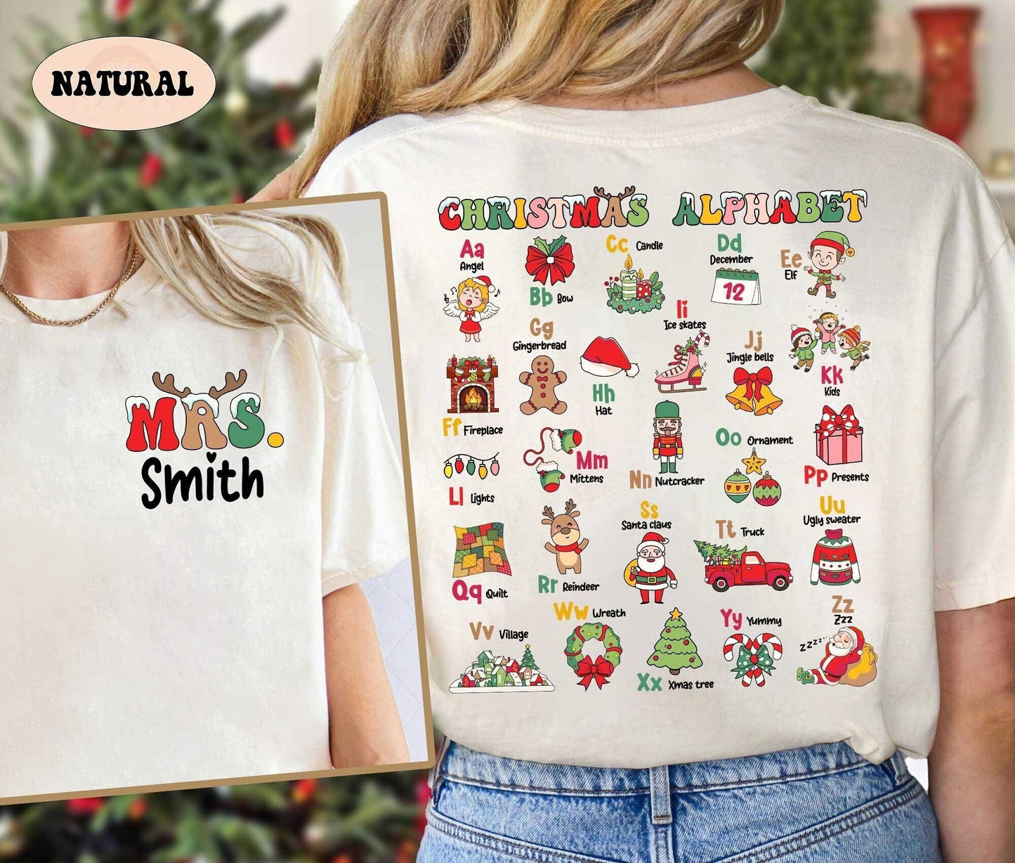Teacher Christmas Shirt, Teacher Christmas Alphabet, Christmas Teacher Sweatshirt, Kindergarten Teacher Alphabet, Teacher Christmas Gift