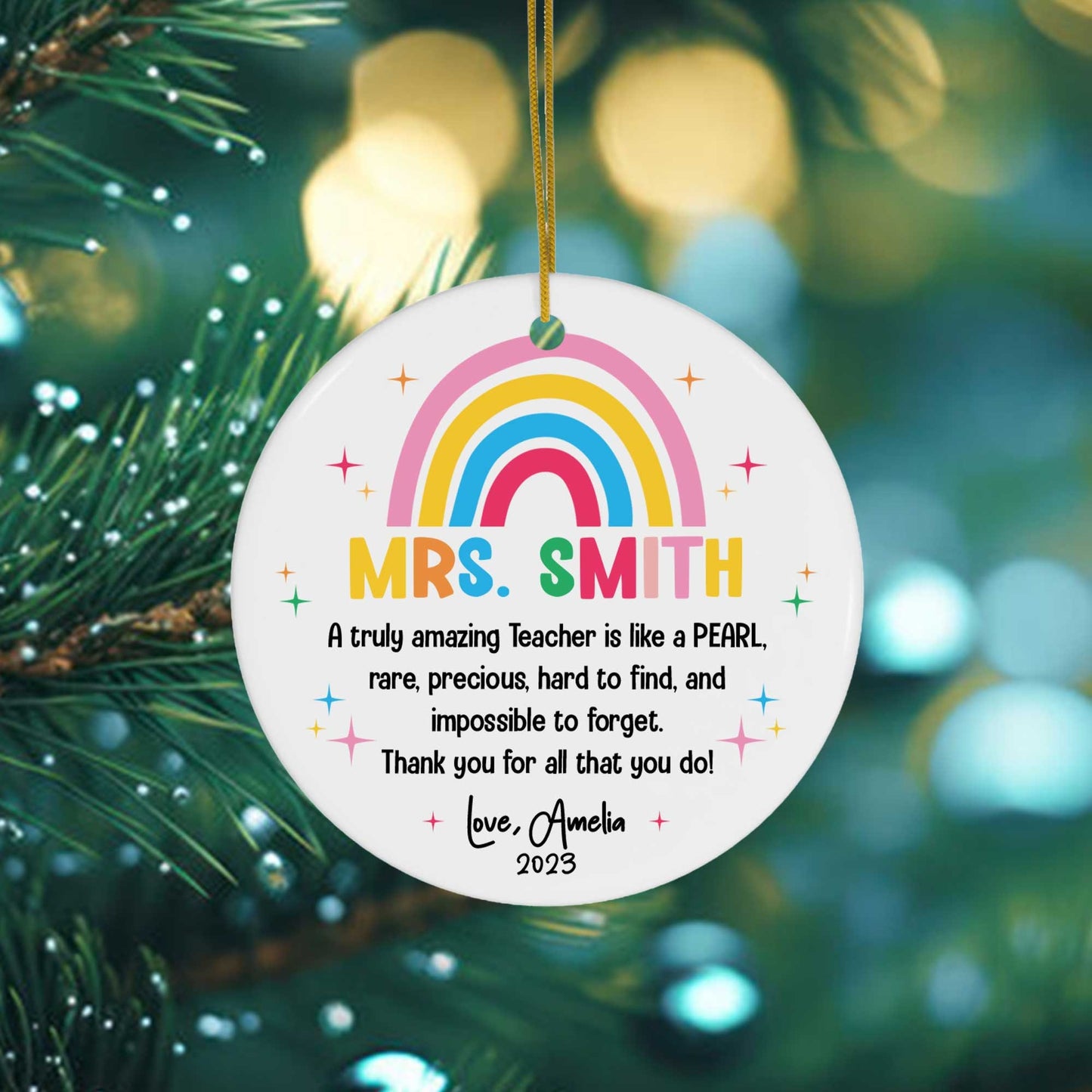 Custom Teacher Ornament, Christmas Teacher Gift, Thank You Teacher Keepsake, Personalized Christmas Gifts For Teacher, Teacher Ornament Gift