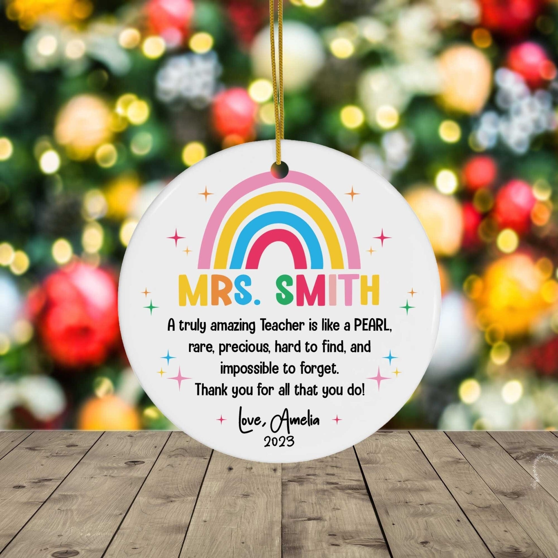 Custom Teacher Ornament, Christmas Teacher Gift, Thank You Teacher Keepsake, Personalized Christmas Gifts For Teacher, Teacher Ornament Gift