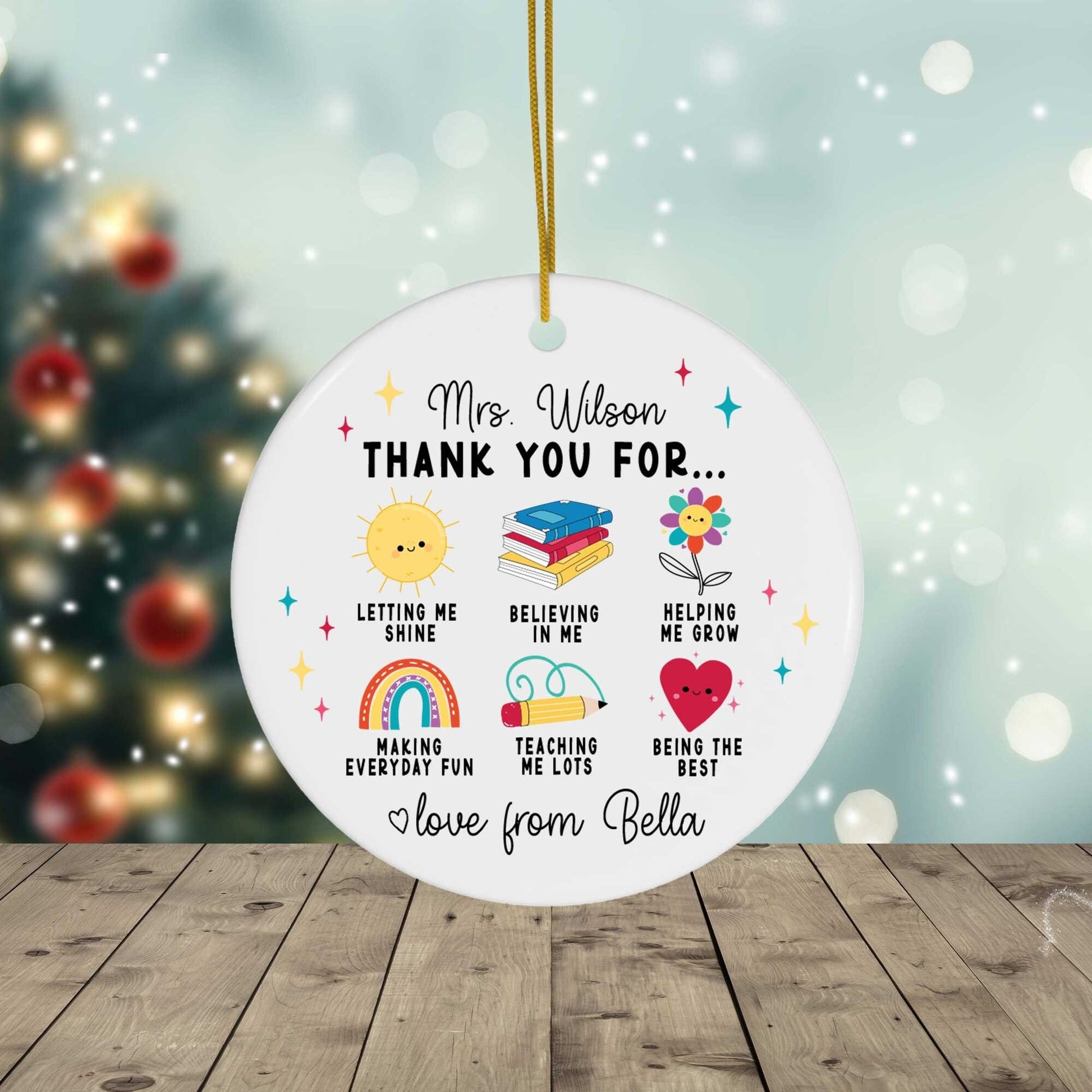 Personalized Teacher Ornament Christmas Ornament, Thank You Teacher Ornament, Custom Teacher Christmas Gift, Teacher Appreciation Gift