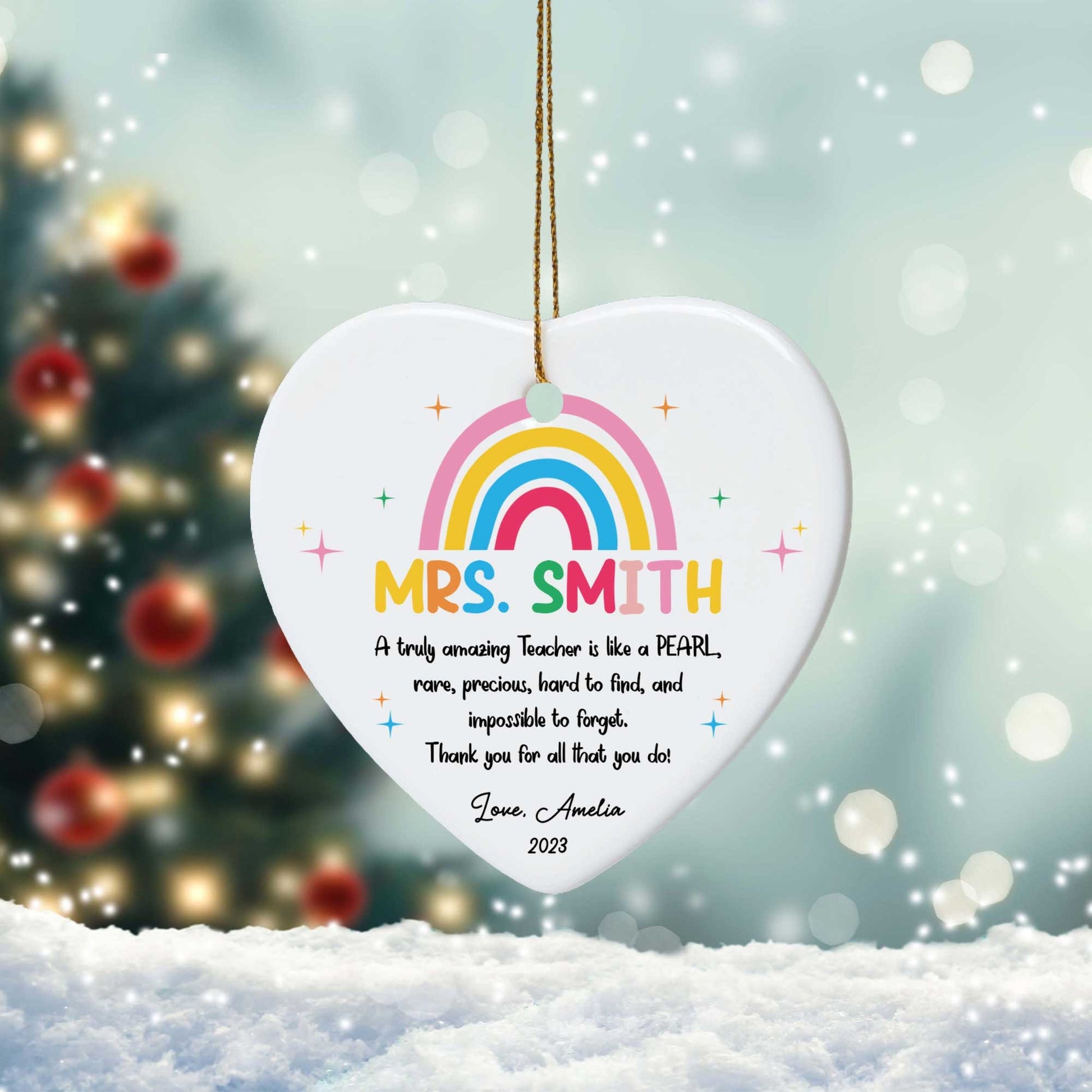 Personalized Teacher Ornament, Christmas Teacher Gift, Thank You Teacher Ornament Gift, Custom Christmas Gifts For Teacher, Teacher Keepsake