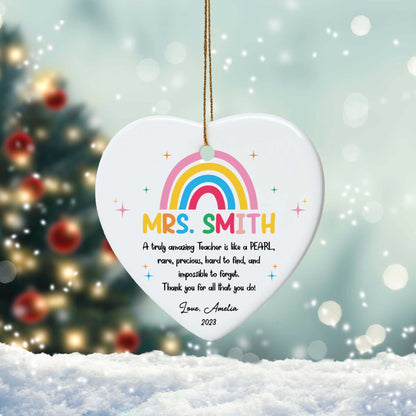 Personalized Teacher Ornament, Christmas Teacher Gift, Thank You Teacher Ornament Gift, Custom Christmas Gifts For Teacher, Teacher Keepsake