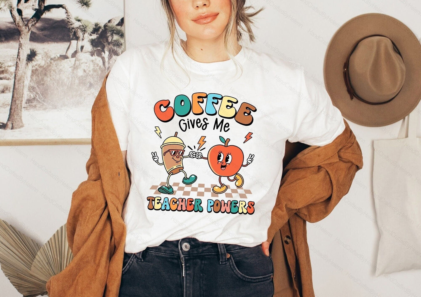 Teacher Shirt, Coffee Gives Me Teacher Powers, Half Teacher Half Coffee, Funny Teacher Shirt, Coffee Teacher, Teacher Appreciation Gift