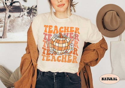 Teacher Shirt, Retro Fall Teacher Shirt, Fall Vibes Teacher Shirt, Pumpkin Teacher Shirt, Back To School Autumn, Teacher Appreciation Gift
