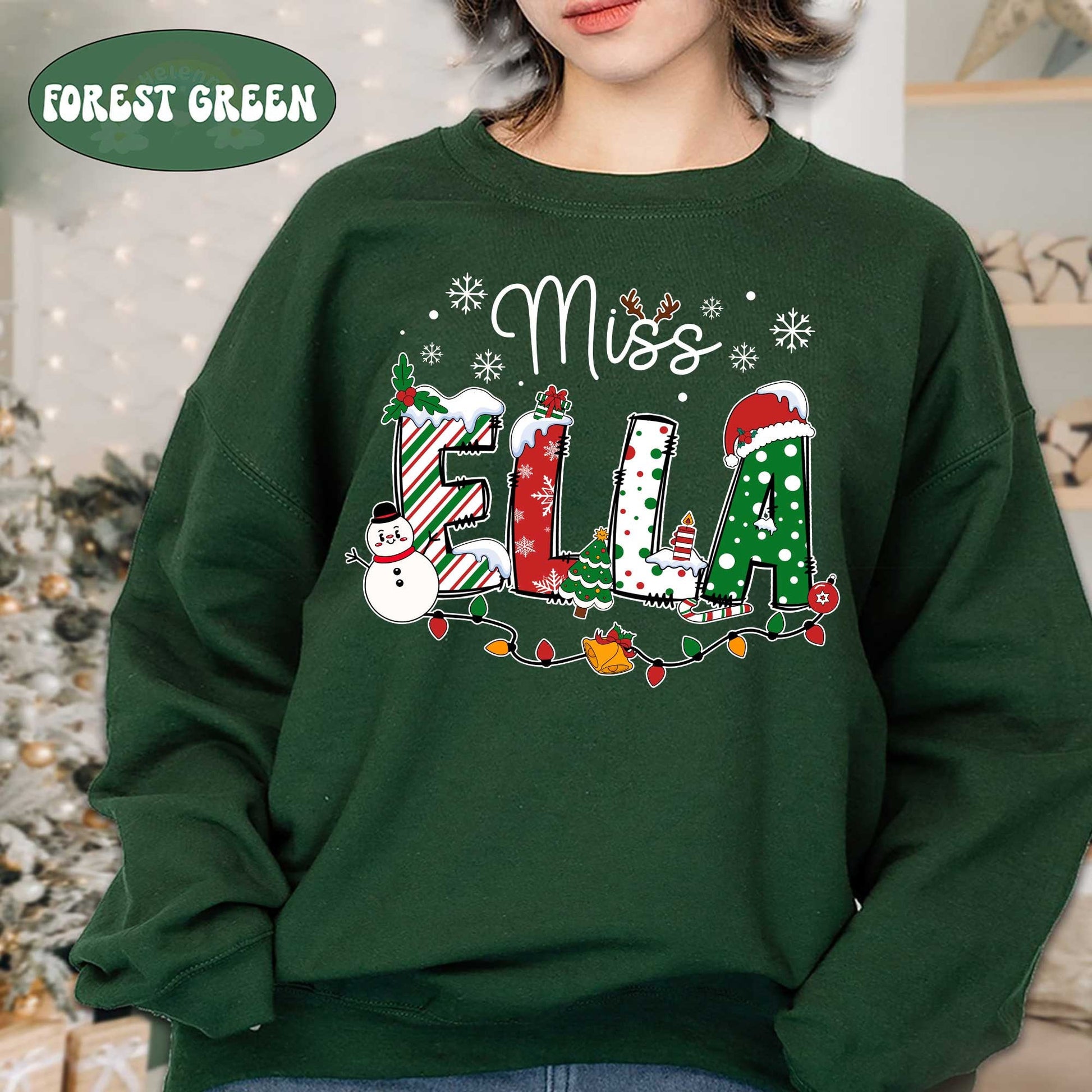 Personalized Christmas Teacher Shirt, Xmas Teacher Name Shirt Custom Teacher Sweatshirt, Teacher Gift, Teacher Santa, Christmas Teacher Gift