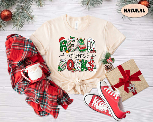 Christmas Reading Book Shirt, Read More Books Teacher Christmas Sweatshirt, Book Lovers Xmas Gift, Librarian Gift, Teacher Christmas Gift