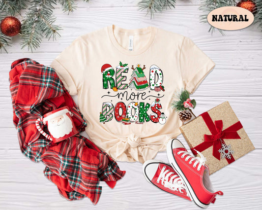 Christmas Reading Book Shirt, Read More Books Teacher Christmas Sweatshirt, Book Lovers Xmas Gift, Librarian Gift, Teacher Christmas Gift