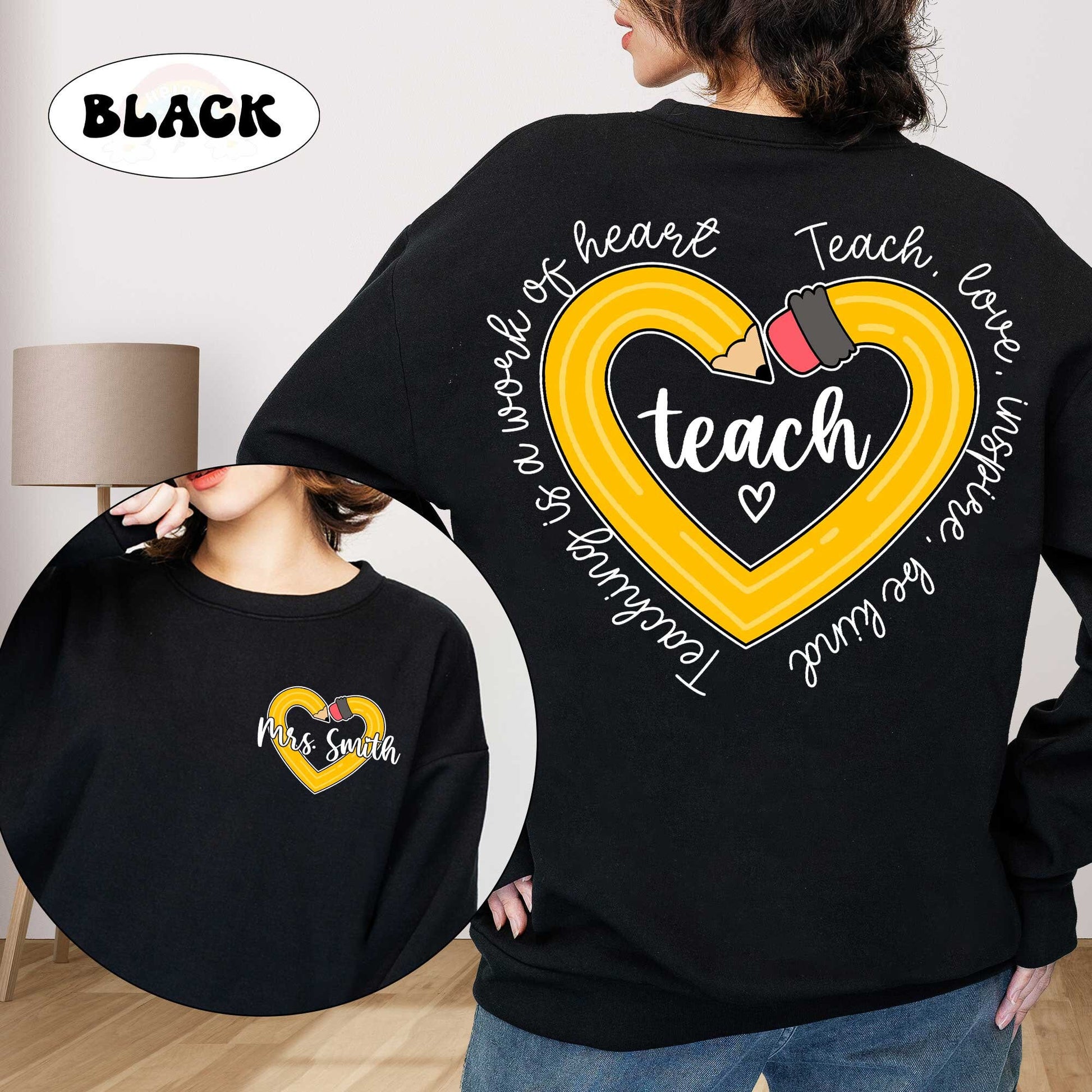 Teacher Shirt, Teaching Is A Work Of Heart, Teacher Life Shirt, Custom Teacher Pencil Shirt, Kindergarten Teacher, Teacher Appreciation Gift