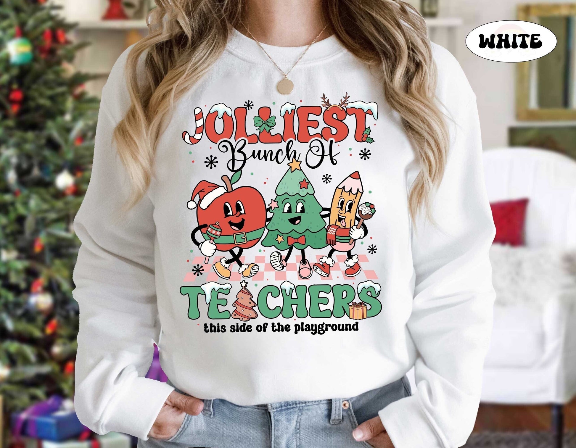 Teacher Christmas Shirt, Jolliest Bunch Of Teacher Shirt, Cute Christmas Teacher Sweatshirt, Teacher Squad Shirt, Christmas Teacher Gift